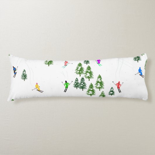 Freeride Alpiene Skiers Illustratie Partij Lichaamskussen (Voorkant)