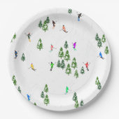 Freeride Alpiene Skiers Illustratie Partij Papieren Bordje (Voorkant)