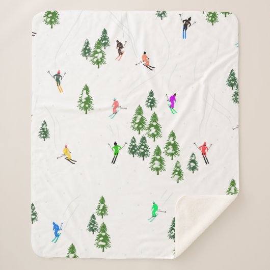 Freeride Alpiene Skiers Illustratie Partij Sherpa Deken (Voorkant)