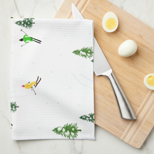 Freeride Alpiene Skiers Illustratie Partij Theedoek (Quarter Fold)