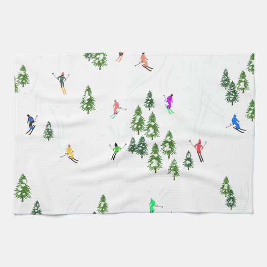 Freeride Alpiene Skiers Illustratie Partij Theedoek (Horizontaal)