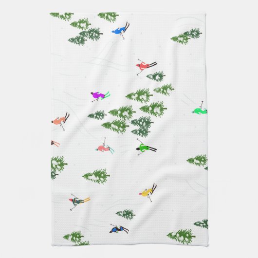 Freeride Alpiene Skiers Illustratie Partij Theedoek (Verticaal)