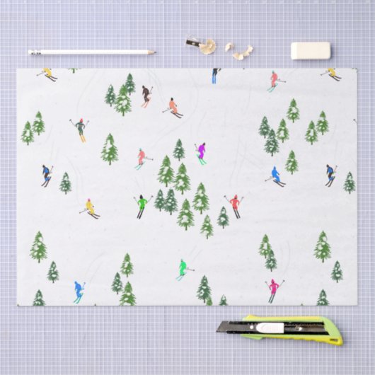 Freeride Alpiene Skiers Illustratie Partij Tissuepapier (Craft)