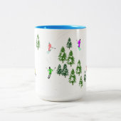 Freeride Alpiene Skiers Illustratie Partij Tweekleurige Koffiemok (Center)