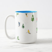 Freeride Alpiene Skiers Illustratie Partij Tweekleurige Koffiemok (Links)