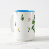 Freeride Alpiene Skiers Illustratie Partij Tweekleurige Koffiemok (Voorkant links)