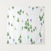 Freeride Alpiene Skiers Illustratie Partij Wandkleed (Voorkant)