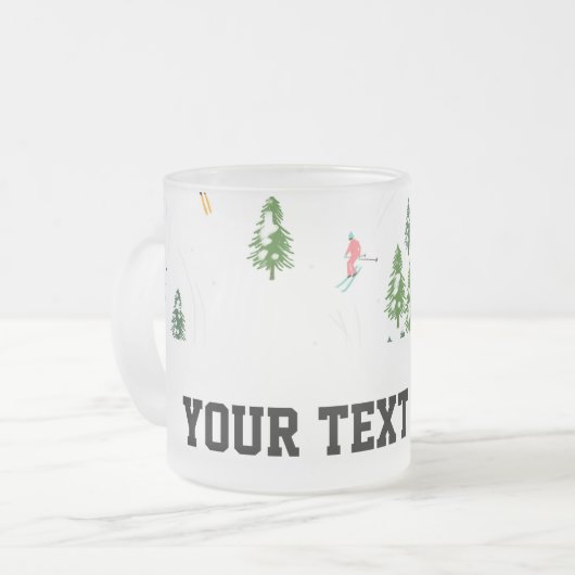 Freeride Alpiene Skiers Illustratie Skier Matglas Koffiemok (Voorkant links)