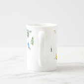 Freeride Alpiene Skiers Skiing Illustratie Ski Porselein Kop (Achterkant)