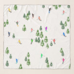Freeride Alpiene Skiers Skiing Illustratie Ski Sjaal<br><div class="desc">Koel het ontwerp van het skieerpatroon in de winter met skiërs die de alpine skipistes van de sneeuwbedekte bosjes in de alpen skiën. Freeride skiers dragen kleurrijke retro skipakken, die de heuvel neerslaan met de ski's op een witte sneeuwlandschapsachtergrond. Een prachtig wintersportcadeau voor een skiester in je kring van vrienden,...</div>