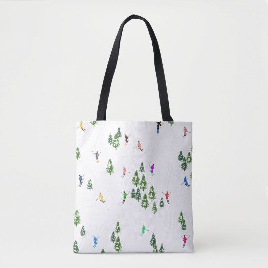 Freeride Alpiene Skiers Skiing Illustratie Ski Tote Bag (Voorkant)
