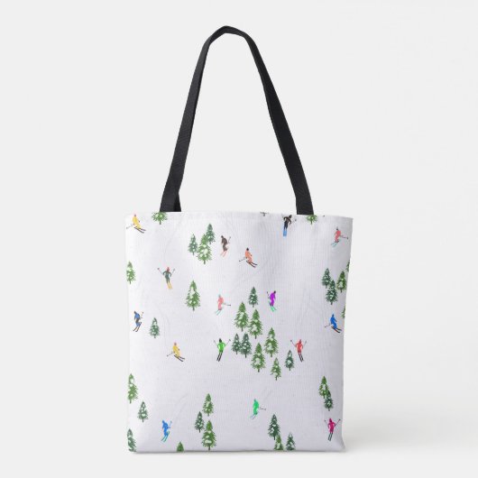 Freeride Alpiene Skiers Skiing Illustratie Ski Tote Bag (Achterkant)
