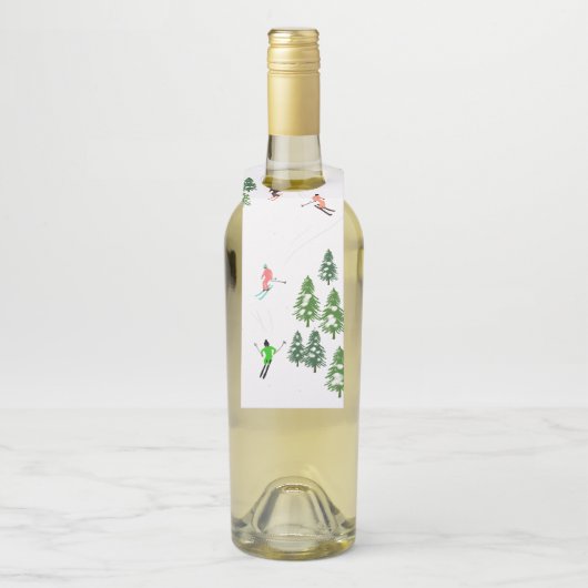 Freeride Alpiene Skiers Skiing Ski Skis Art Party Flessenhanger (Op fles)