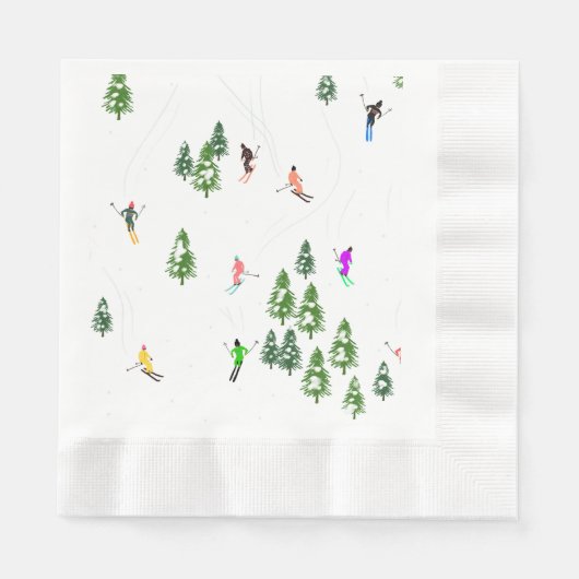Freeride Alpiene Skiers Skiing Ski Skis Art Party Servet (Voorkant)
