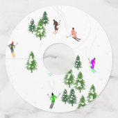 Freeride Alpiene Skiers Skiing Ski Skis Art Party Wijnglaslabel (Voorkant)