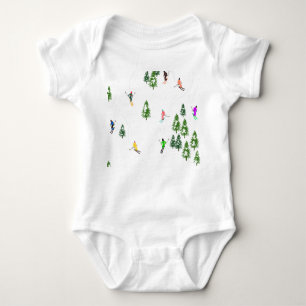 Freeride Alpiene Skiers Skiing Ski Skis Art Romper