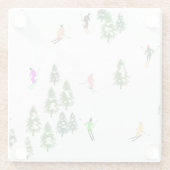 Freeride Alpine Skiers Skiing Illustratie Glazen Onderzetter (Achterkant)