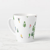 Freeride Alpine Skiers Skiing Illustratie Latte Mok (Linkerhoek)