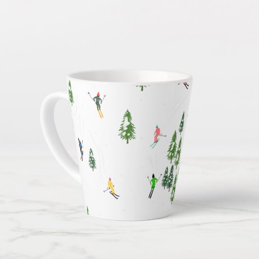 Freeride Alpine Skiers Skiing Illustratie Latte Mok (Linkerhoek)