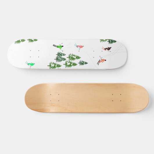 Freeride Alpine Skiers Skiing Illustratie Persoonlijk Skateboard (Horizontaal)