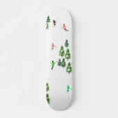 Freeride Alpine Skiers Skiing Illustratie Persoonlijk Skateboard (Voorkant)