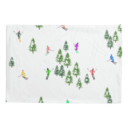 Freeride Alpine Skiers Skiing Illustration Party   Kussensloop (Achterkant)