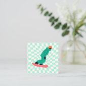 Freeride Snowboarder Cartoon gecontroleerd Informatiekaartje (Staand voorkant)