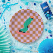 Freeride Snowboarder Green Suit Gecontroleerd Papieren Bordje (Feest)