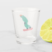 Freeride Snowboarder Green Suit Snowboarding Shot Glas (Achterkant)