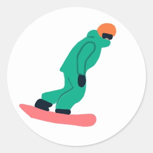 Freeride Snowboarder in Green Suit Illustratie Ronde Sticker (Voorkant)