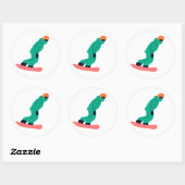 Freeride Snowboarder in Green Suit Illustratie Ronde Sticker (Vel)