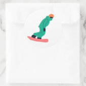 Freeride Snowboarder in Green Suit Illustratie Ronde Sticker (Tas)