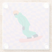 Freeride Snowboarder in groene Suit gecontroleerd Glazen Onderzetter (Achterkant)