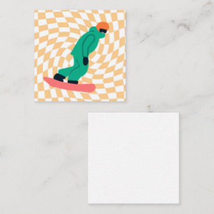 Freeride Snowboarder in groene Suit gecontroleerd Informatiekaartje