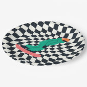 Freeride Snowboarder in groene Suit gecontroleerd Papieren Bordje (Gekanteld)