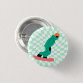 Freeride Snowboarder in groene Suit gecontroleerd Ronde Button 3,2 Cm (Voorkant /achterkant)