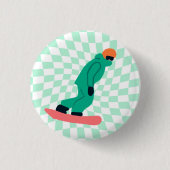 Freeride Snowboarder in groene Suit gecontroleerd Ronde Button 3,2 Cm (Voorkant)