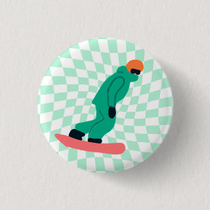 Freeride Snowboarder in groene Suit gecontroleerd Ronde Button 3,2 Cm