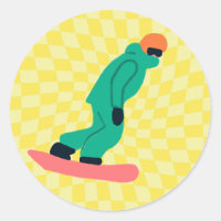 Freeride Snowboarder in groene Suit gecontroleerd
