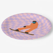 Freeride Snowboarder in Oranje Suit gecontroleerd Papieren Bordje (Gekanteld)