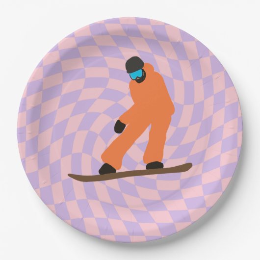Freeride Snowboarder in Oranje Suit gecontroleerd Papieren Bordje (Voorkant)