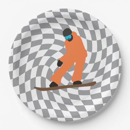 Freeride Snowboarder in Oranje Suit gecontroleerd Papieren Bordje (Voorkant)