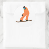 Freeride Snowboarder in Oranje Suit-illustratie Ronde Sticker (Tas)
