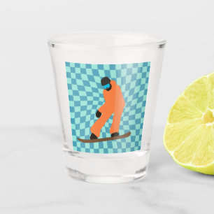 Freeride Snowboarder Oranje Suit Gecontroleerd Shot Glas