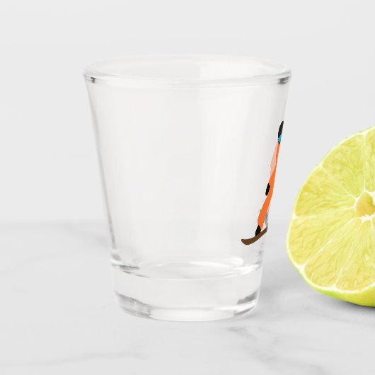 Freeride Snowboarder Oranje Suit Snowboarding Shot Glas (Links)