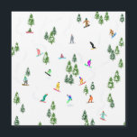 Freeride Snowboarder Snowboarding Illustratie<br><div class="desc">Koel-witte illustratiekunst met kleurrijke sneeuwboarders,  sneeuwboarden in bergen onder pijnbomen,  sparren,  vette bomen op vers sneeuwpoeder. Snowboard en xmas buitensport in een winterbos. Snowboarder giften. Snowboardkerstdecor.</div>