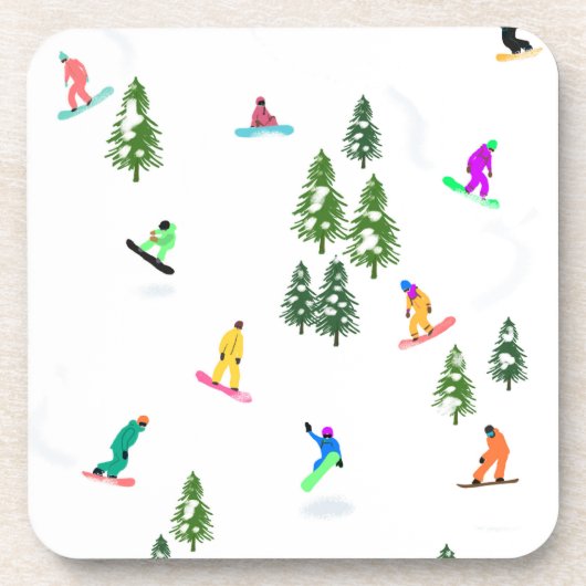 Freeride Snowboarder Snowboarding Illustratie Bier Onderzetter (Voorkant)
