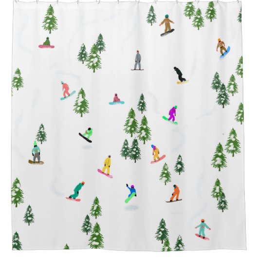 Freeride Snowboarder Snowboarding Illustratie Douchegordijn (Voorkant)