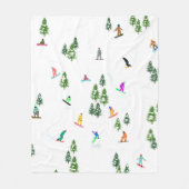 Freeride Snowboarder Snowboarding Illustratie Fleece Deken (Voorkant)