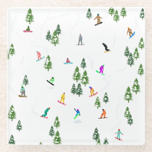 Freeride Snowboarder Snowboarding Illustratie Glazen Onderzetter (Voorkant)